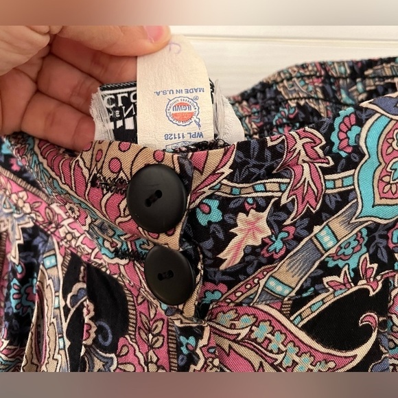 Vintage NY Clothing Co paisley pink black blue palazzo pant set- Size Large - Picture 11 of 13
